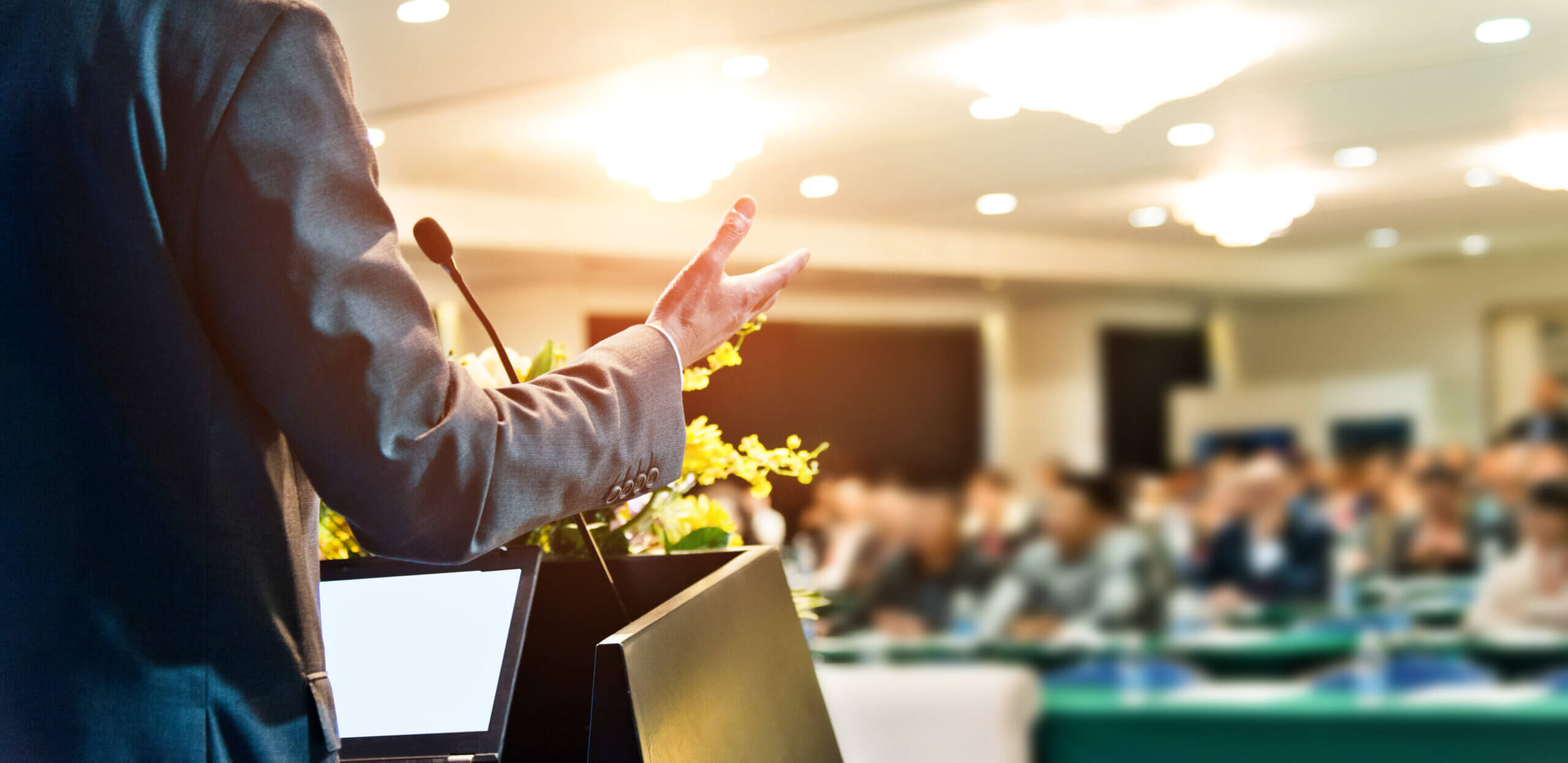 businessman giving speech