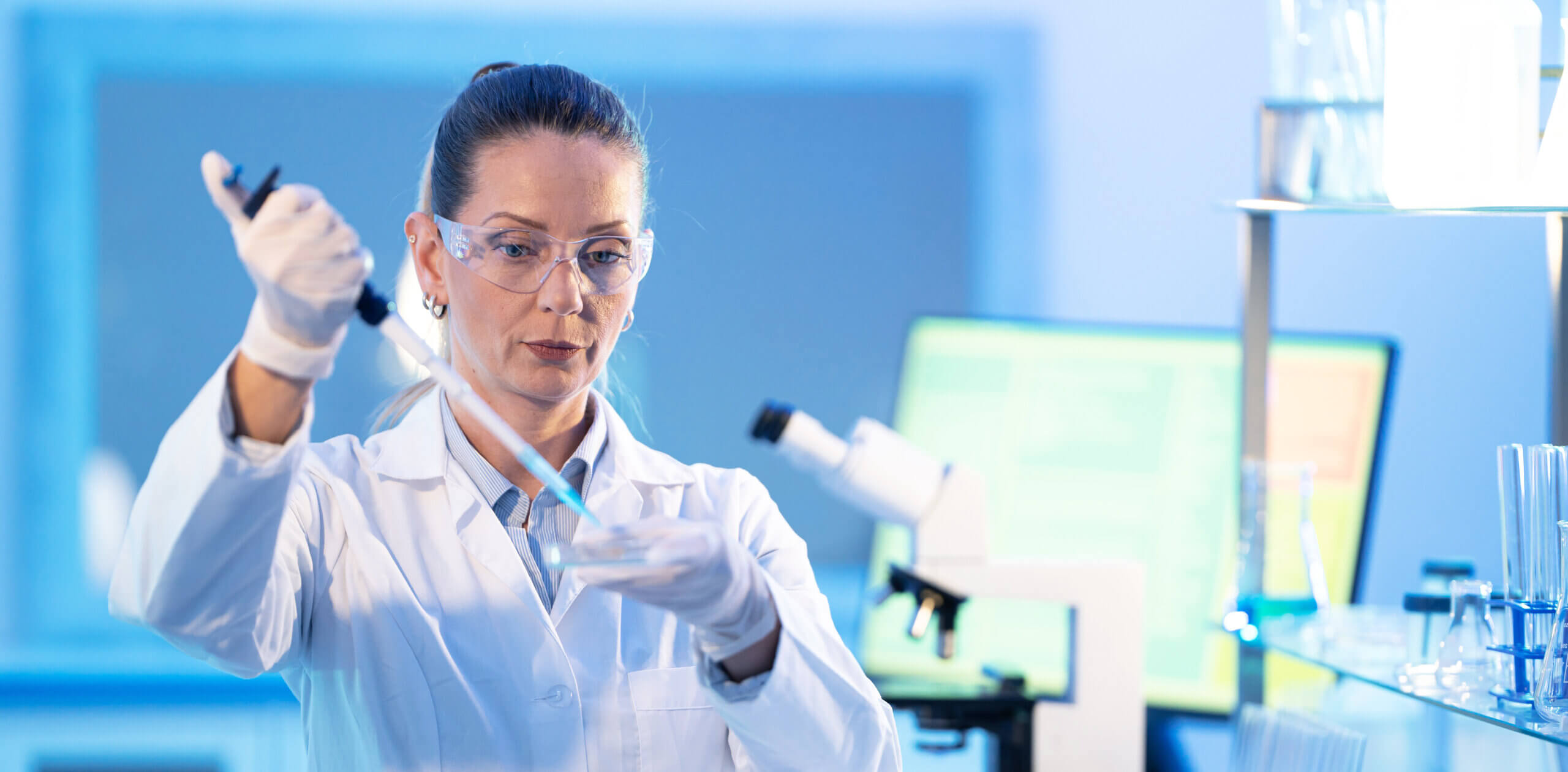 Clinical trial being performed by medical professional.